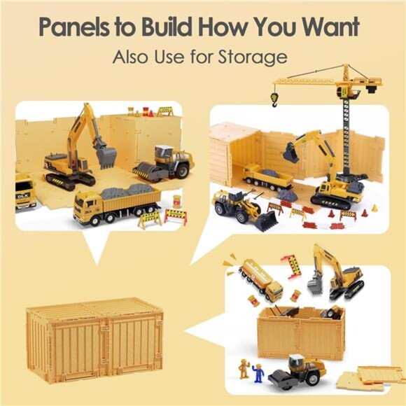 Construction Site Vehicles Toy Set, Kids Engineering Playset, Tractor, Digger - Picture 6 of 14